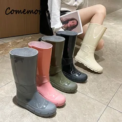 Comemore Moda Autunno Stivali lunghi alti Stivali da pioggia da donna Ragazza Scarpe da acqua in gomma da esterno per donna Galosce da giardino impermeabili