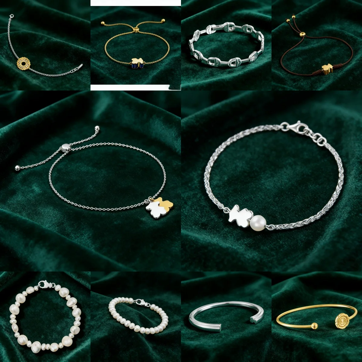 

Модный браслет-цепочка в форме медведя - полированные серебряные переплетающиеся звенья