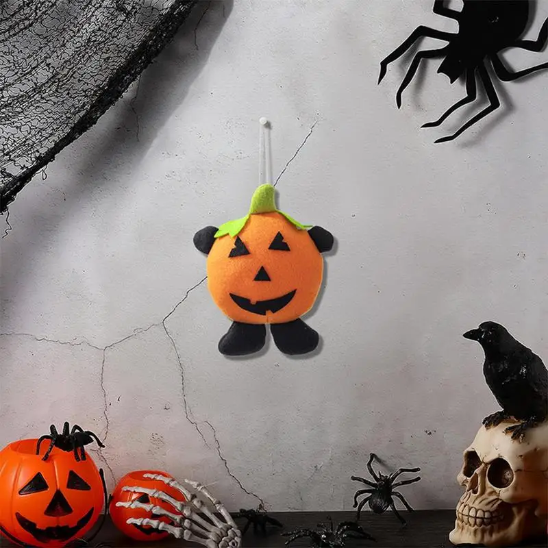 Halloween Pumpkin Plush Handmade Pumpkin Plushie 7.1 Inches Halloween Ornaments Suspended Soft Party Favors Plush Doll For Kids