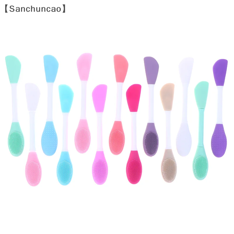〔San〕Silikonowy dwustronny pędzel do maseczek do twarzy, złuszczający, usuwający zaskórniki, szczotka do oczyszczania, szpatułka do masek błotnych, narzędzie do pielęgnacji skóry twarzy