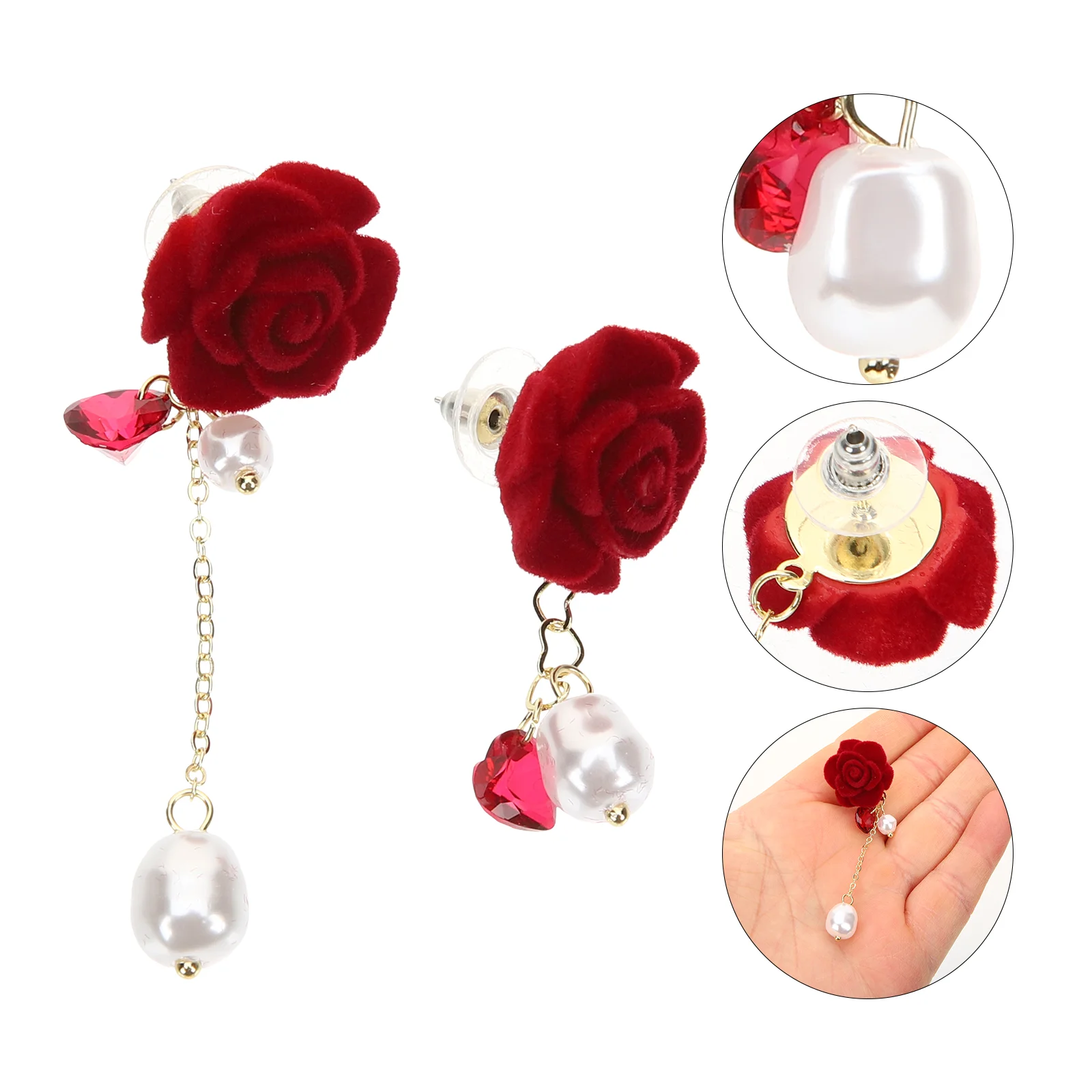 

Asymmetrical Tassel Earrings Rose Flower for Women Lightweight Dangle Earrings For Women Jewelry Birthday Gift