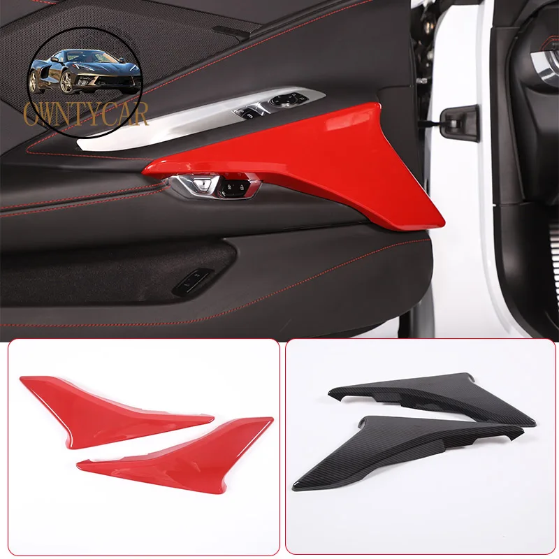 

For Chevrolet Corvette C8 Stingray Z51 Z06 2020-2023 ABS Red Car Inner Door Panel Under Trim Cover Sticker Car Accessories