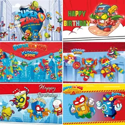 HaloCartoon SuperZings Kidss Theme Children Birthday Party Background City Architecture Game Photo Backdrop Cake Table Banner