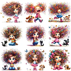 Creative vogue Afro Girl Princess head Iron On Heat Transfer Sticker For Clothes Pinted Vinyl Thermal Washable T-Shirt Applique