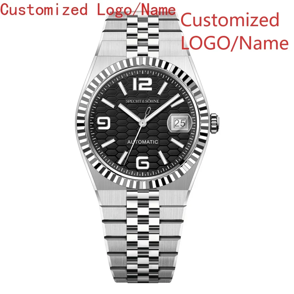 الفاخرة عارضة التقويم الرجال النساء التلقائية الميكانيكية ووتش الفولاذ المقاوم للصدأ الياقوت أسود أبيض أزرق الأرض الساعات حسب الطلب