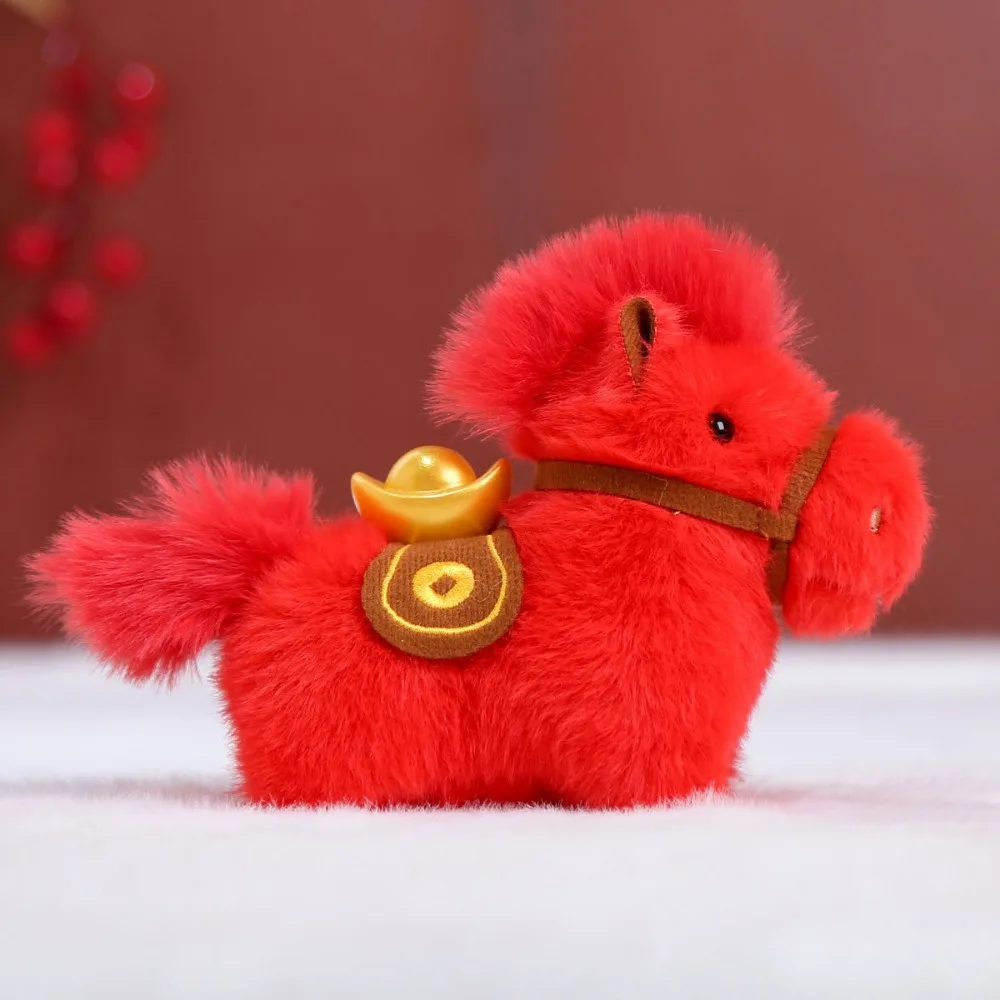 Adorabile ciondolo pony creativo Yuanbao Portachiavi con animali di peluche carini Portachiavi con cavallo di buona fortuna Kawaii Anno del cavallo