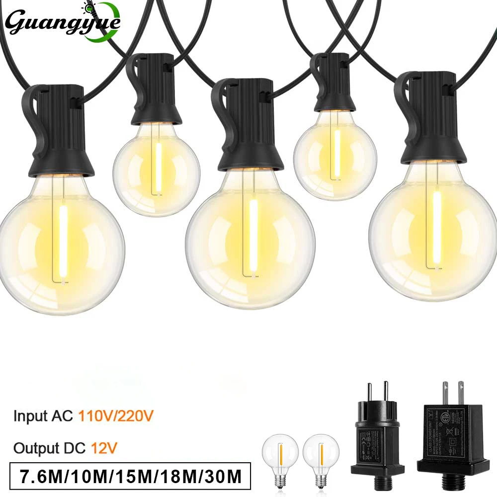 

G40 LED String Light E12 DC12V Wide Voltage Output Shatterproof Vintage Light Strings for Patio Balcony Porch Bistro Cafe Party