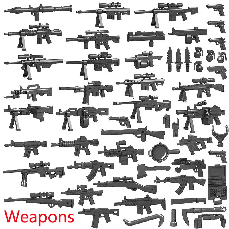 WWII Military Building Blocks Solider Figures Gifts Weapons Rifle Machine Gun Pistol Equipments Accessories MOC Mini Bricks Toys