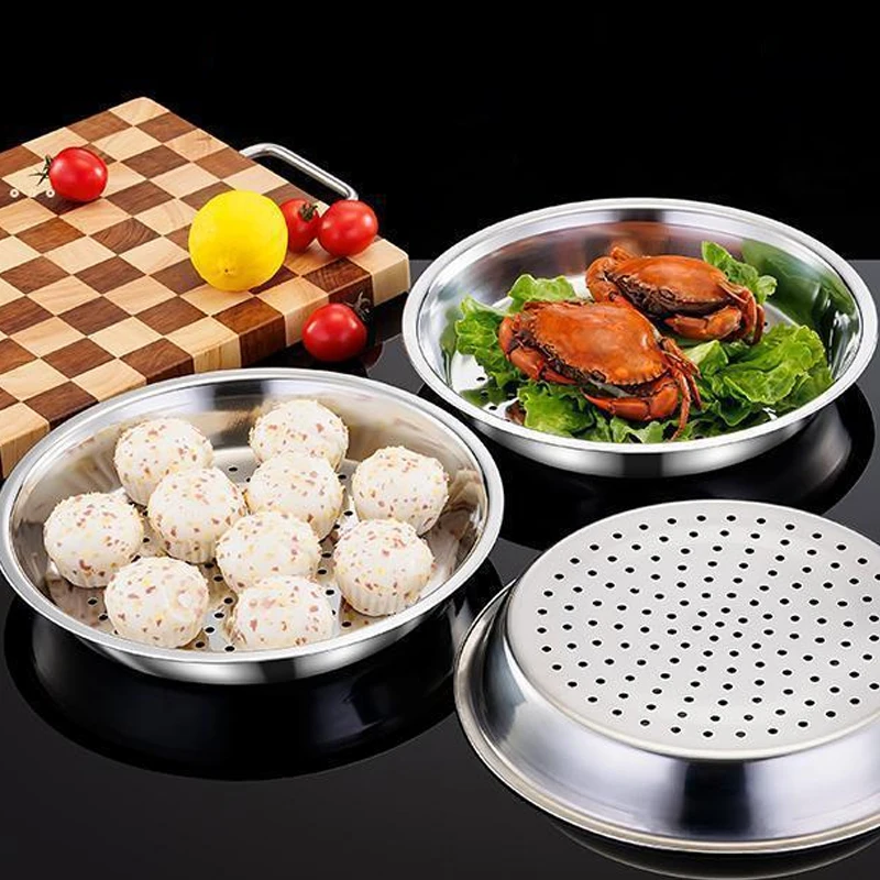 28/30/32/34/36Cm Rvs Stoomboot Rack Ronde Verdikte Stomen Lade Voor dumplings Vis Huishoudelijke Keuken Koken Gadgets