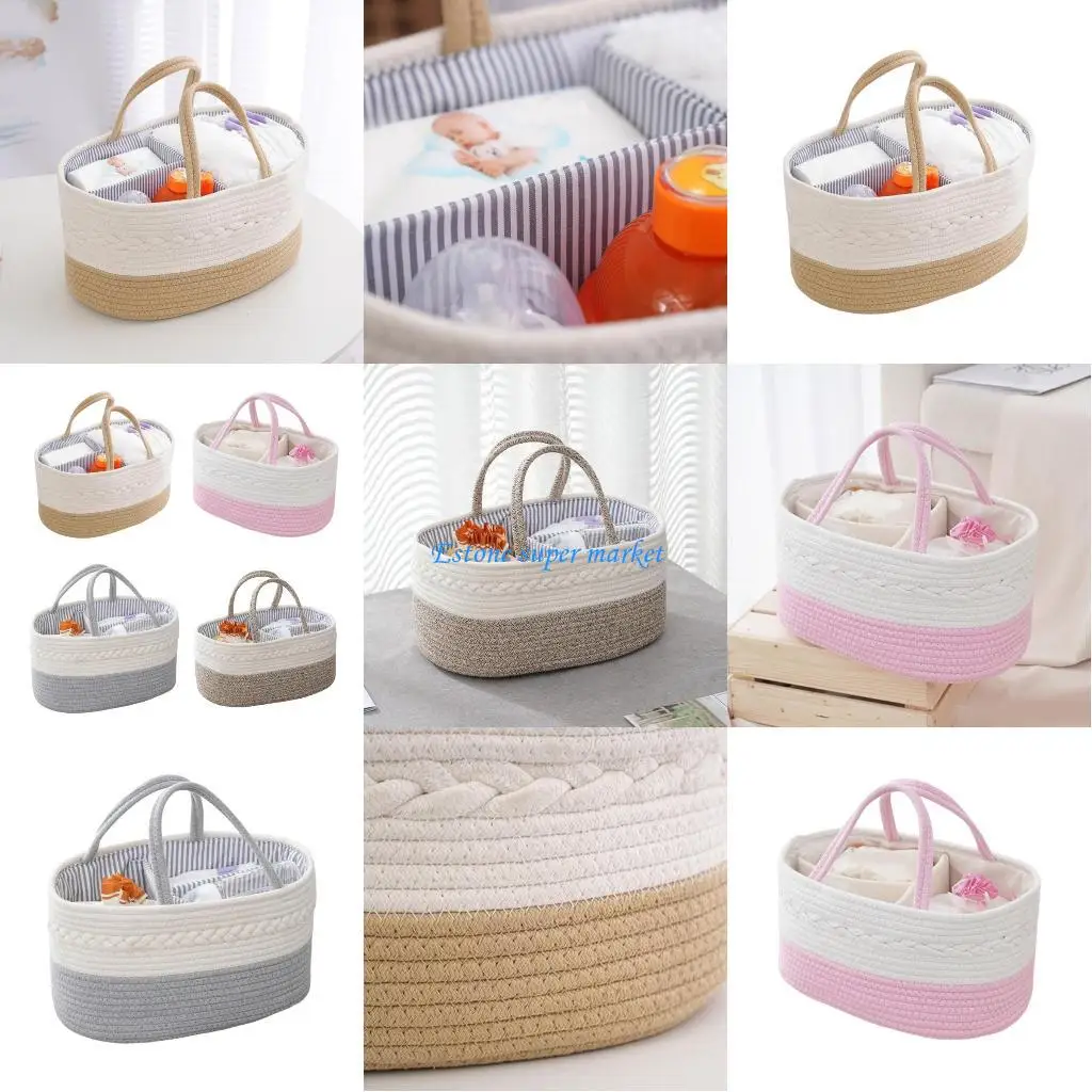 

090B Spacious Baby Essential Storage Basket Diaper Organiser Bag Efficient Nappy Storage and Travel Organization Needs