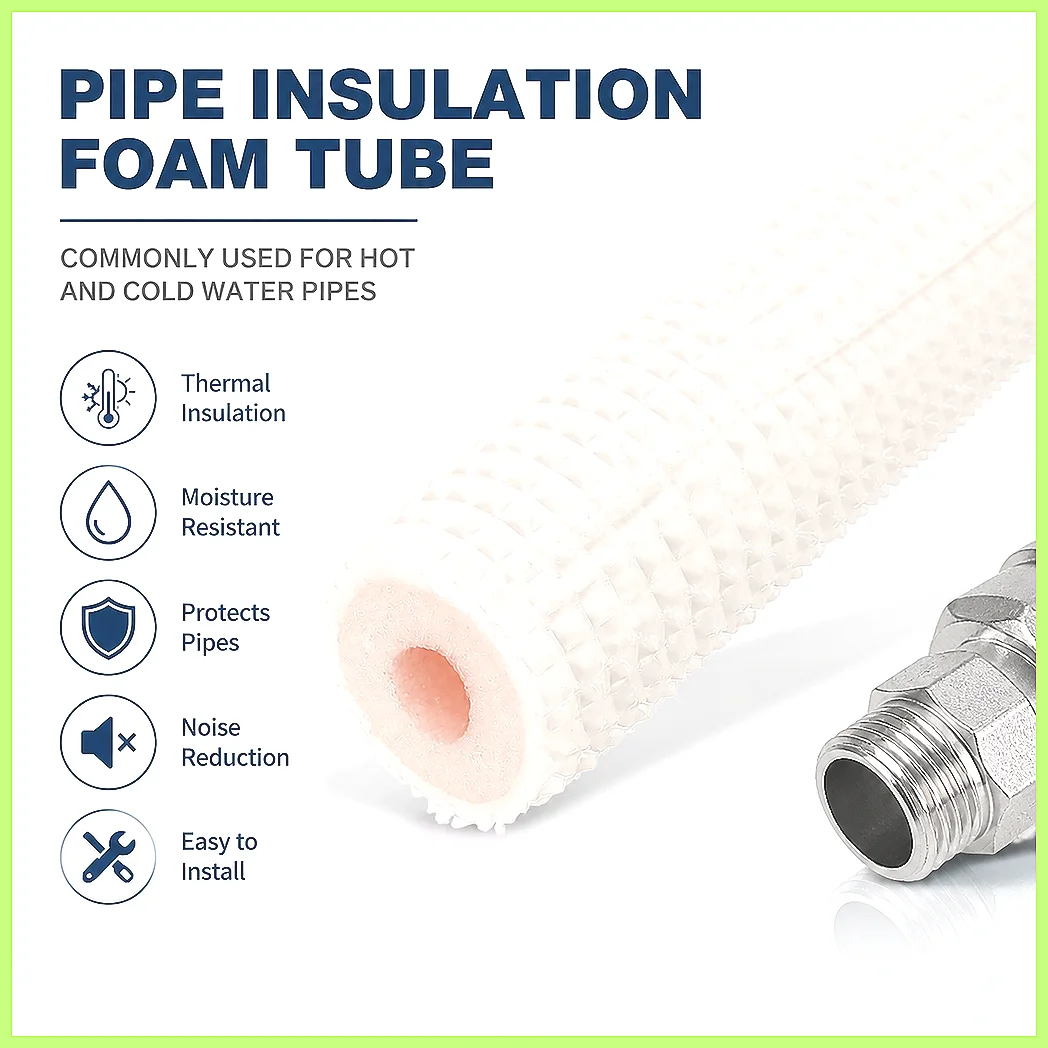 1/2/3M Pipe Insulation Foam Tube Air Conditioner Heat Preservation Tubing for Mini Split Copper Line Set Anti-Cold