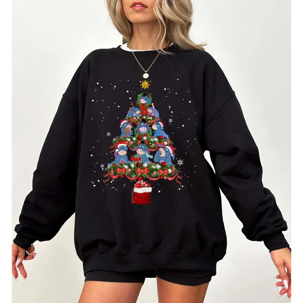 ديزني ويني ذا بوه شخصية Eeyore شجرة عيد الميلاد عيد ميلاد سعيد البلوز الخريف والشتاء هوديي هوديس #1