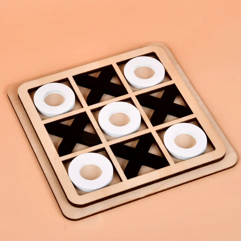 Parent-Child Interaction Wooden Board Game XO Tic Tac Toe Chess Funny Developing Intelligent Educational Toy Puzzles