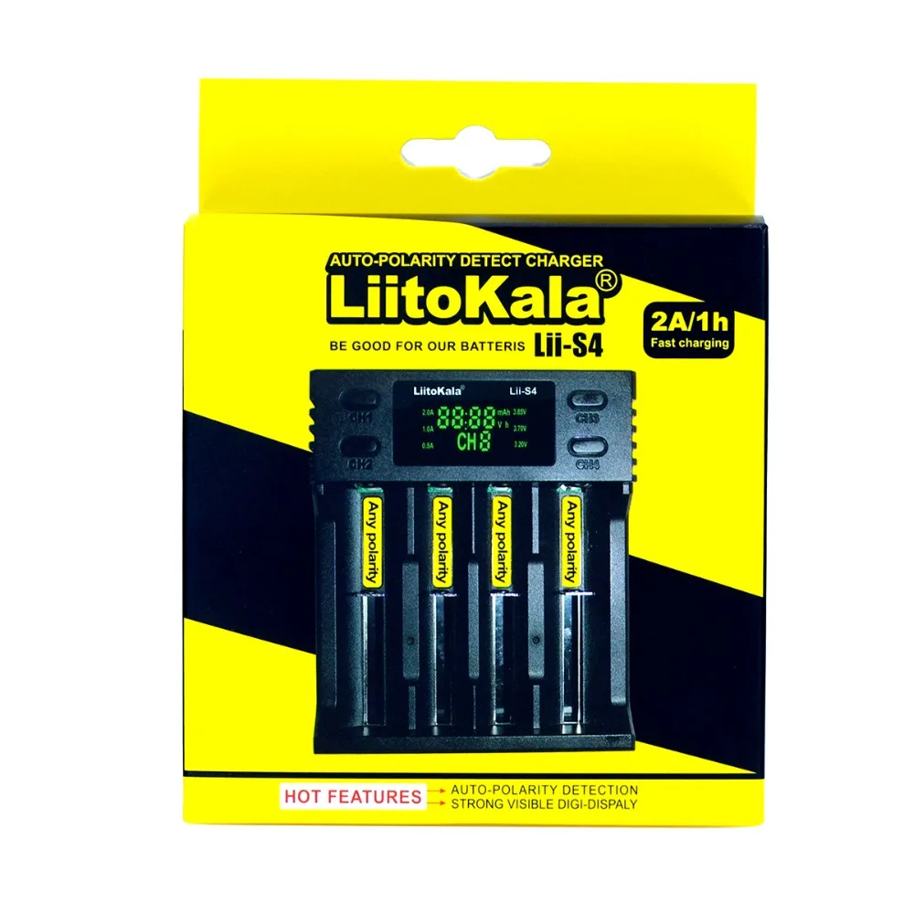 Liitokala Lii-S4 الشواحن الذكية شاشة الكريستال السائل شحن 3.7 فولت لى أون 18650 18350 18500 10440 14500 26650 1.2 فولت AA AAA NiMH بطاريات