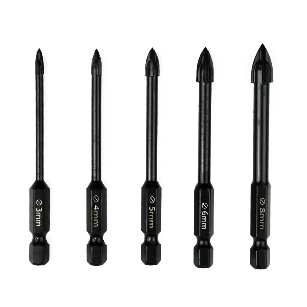 

5Pcs Cross Hex Tile Bits Glass Ceramic Concrete Hole Opener Alloy Triangle Drill Size 3/4/5/6/8mm Bit Tool Kit