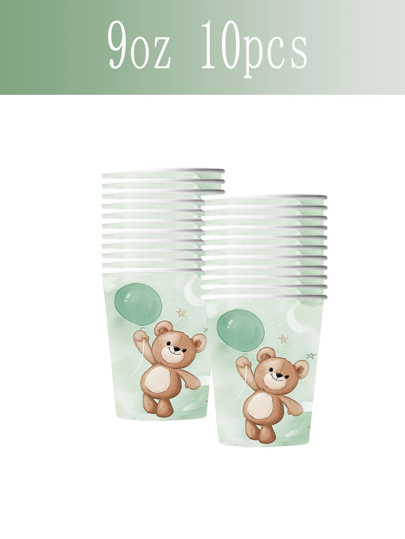 Braunbär Papier-Tablett, Pappbecher, Servietten – „Wir können warten“ Partyzubehör, Braun für Babyparty, Geburtstag, Geschlechtsenthüllung – Detail 5
