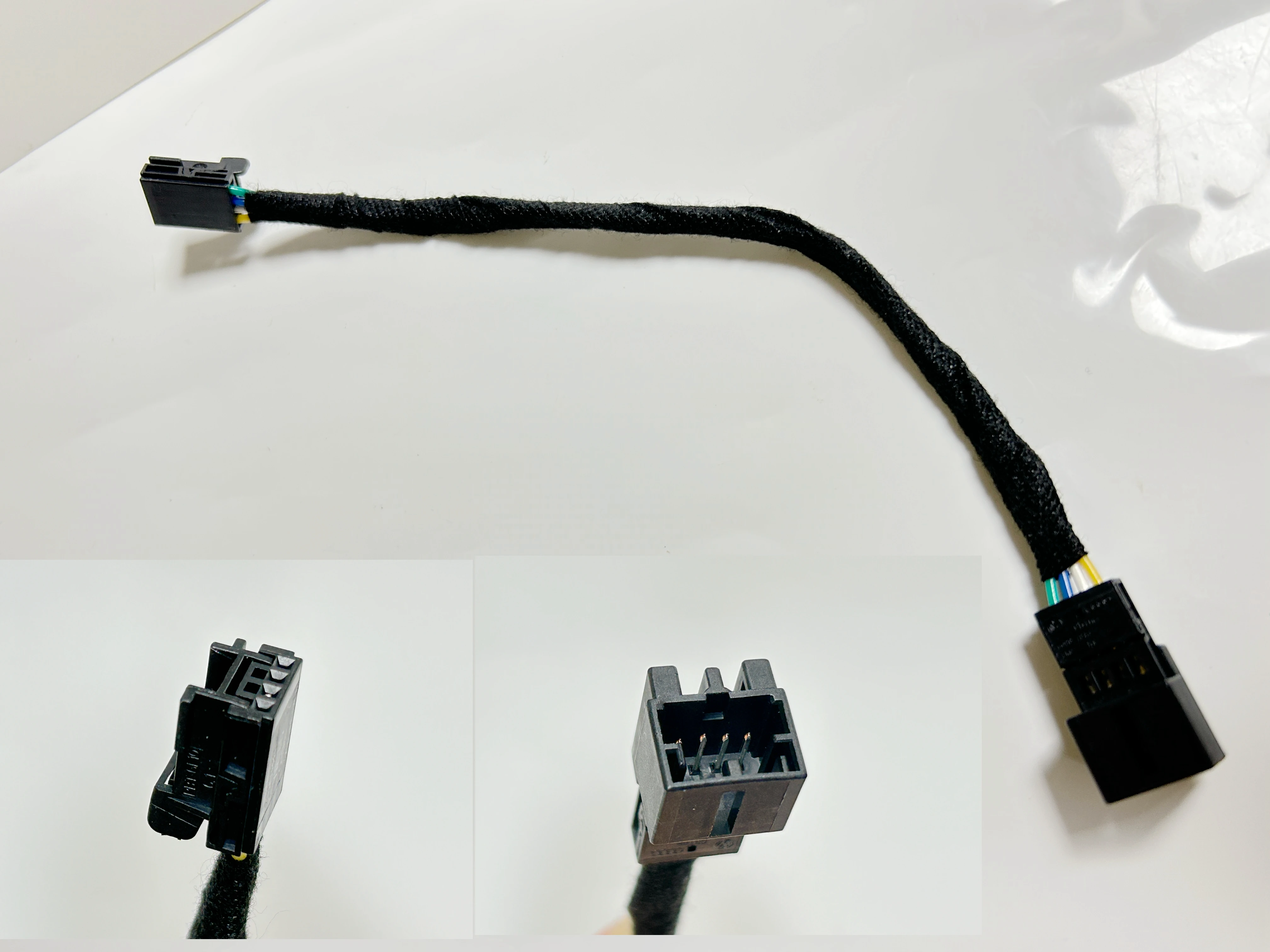 The male /female extension cords of the Vol kswa gen ambient light are split into two and three male and female adapter harness