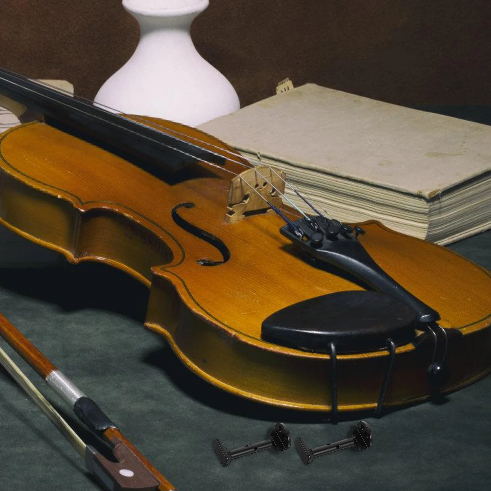 

2 Pcs Violin Chin Rest Screws Replacement Chinrest Component Black Metal Adjuster