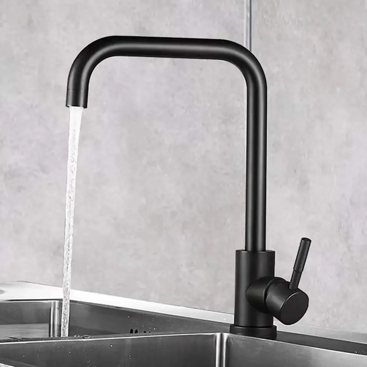 Black Kitchen Faucet Hot and Cold Single Handle Tap Stainless Steel Kitchen Sink Water Tap 360 Rotation Kitchen Shower Faucet