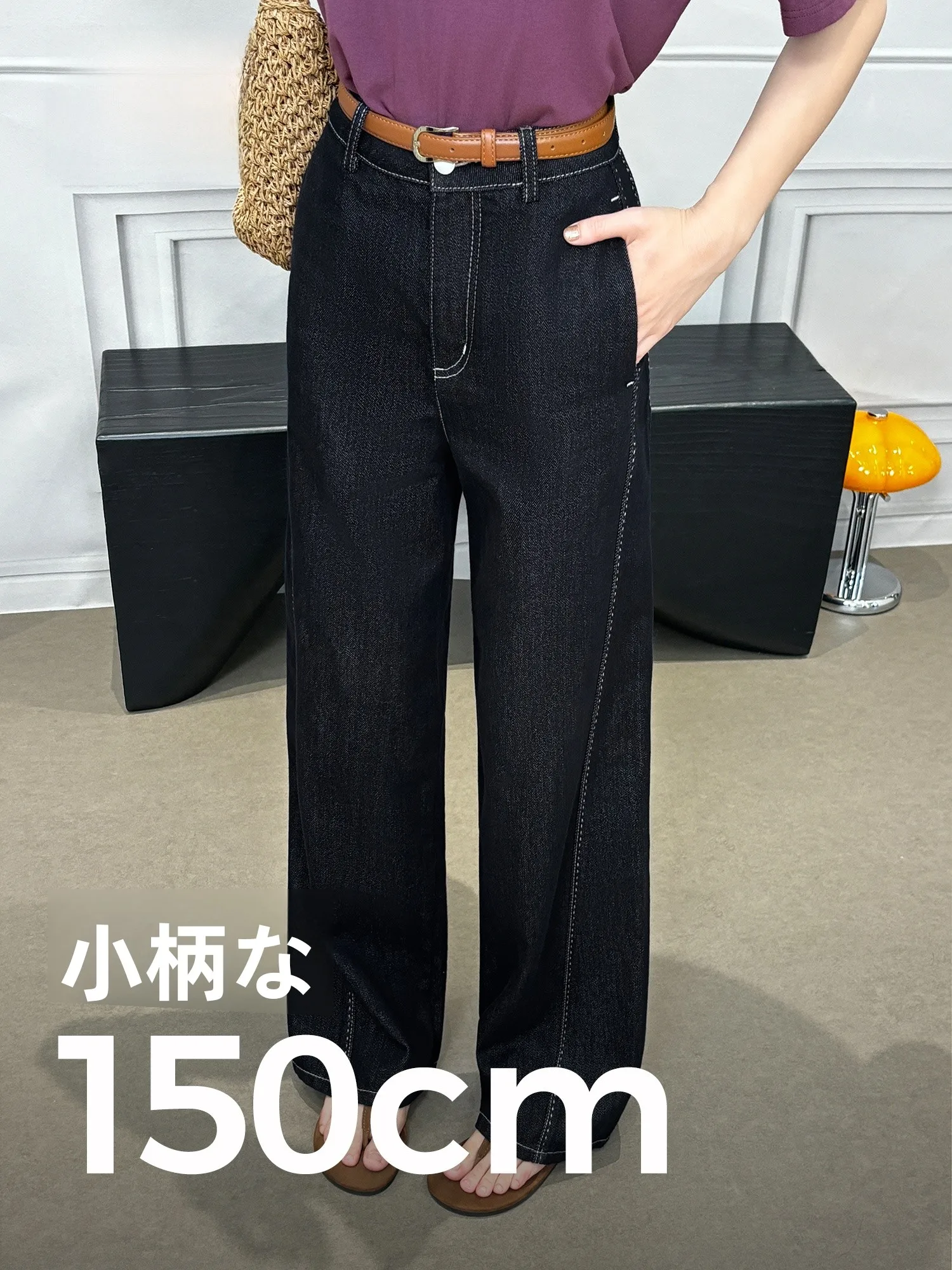 

Deep Blue Versatile Jeans High Waist Straight Leg Cotton Spring Summer Autumn Women's Fashionable Stylish Casual Pants