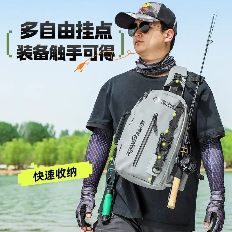 

Lure Fishing Bag with Tech Fabric Lightweight Shoulder Backpack for Fishing Rods Outdoor Equipment