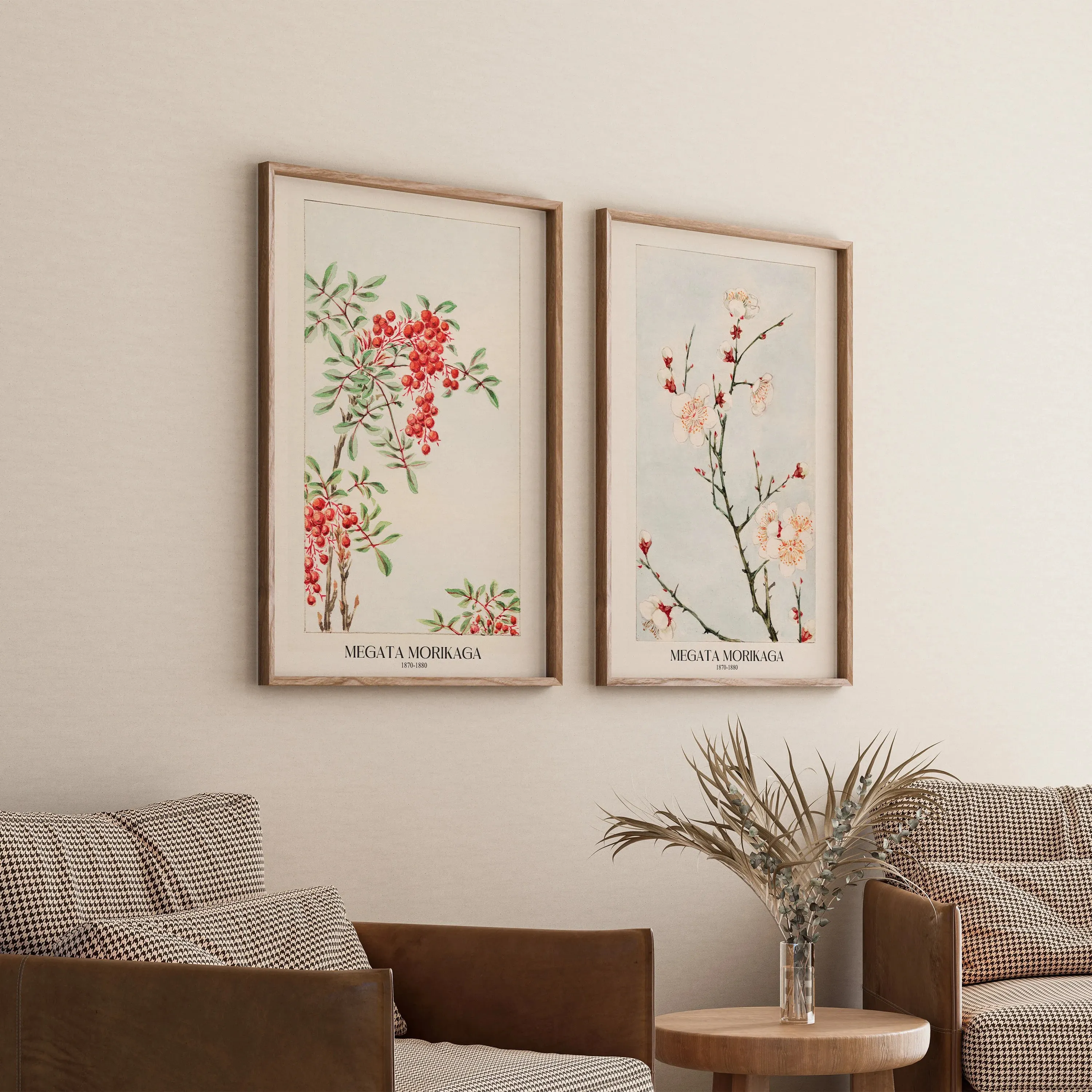 فن الحائط الياباني، قطعتان من مطبوعات الزهور الفنية اليابانية، طباعة يابانية، فن الحائط الياباني، ديكور منزلي بطباعة فنية حديثًا لهدية غرفة النوم