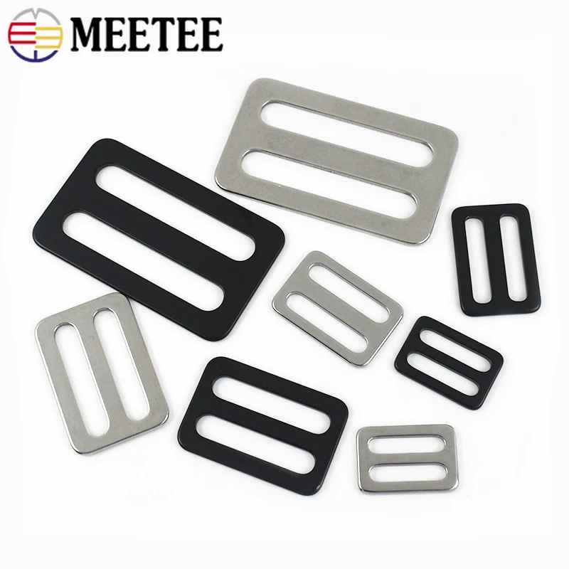 

2-10Pcs 15-38mm Stainless Steel Tri-Glide Slider Buckles Bag Strap Square Adjuster Ring Loop Backpack Webbing Clasp Accessories