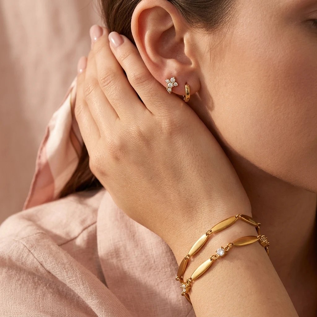Miia Schmuck Edelstahl Breites Kettenarmband 18K vergoldet Wasserfester Schmuck Accessoires Armband für Damen und Herren – Detail 9
