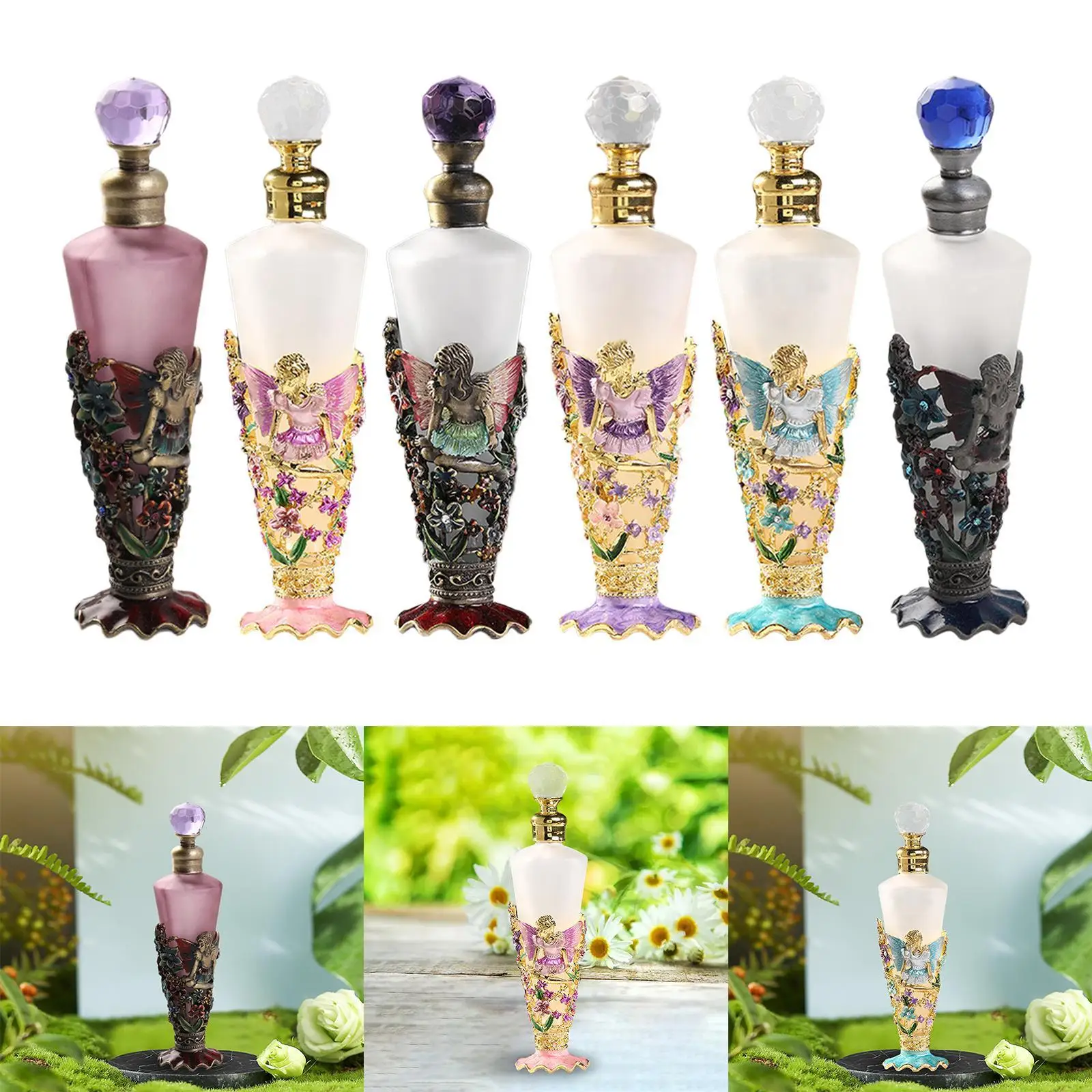 Vintage Glass Perfume Bottles Portable 25ml Essential Oil Bottle Decorative Fancy Refillable for Women Girls Wedding Favors
