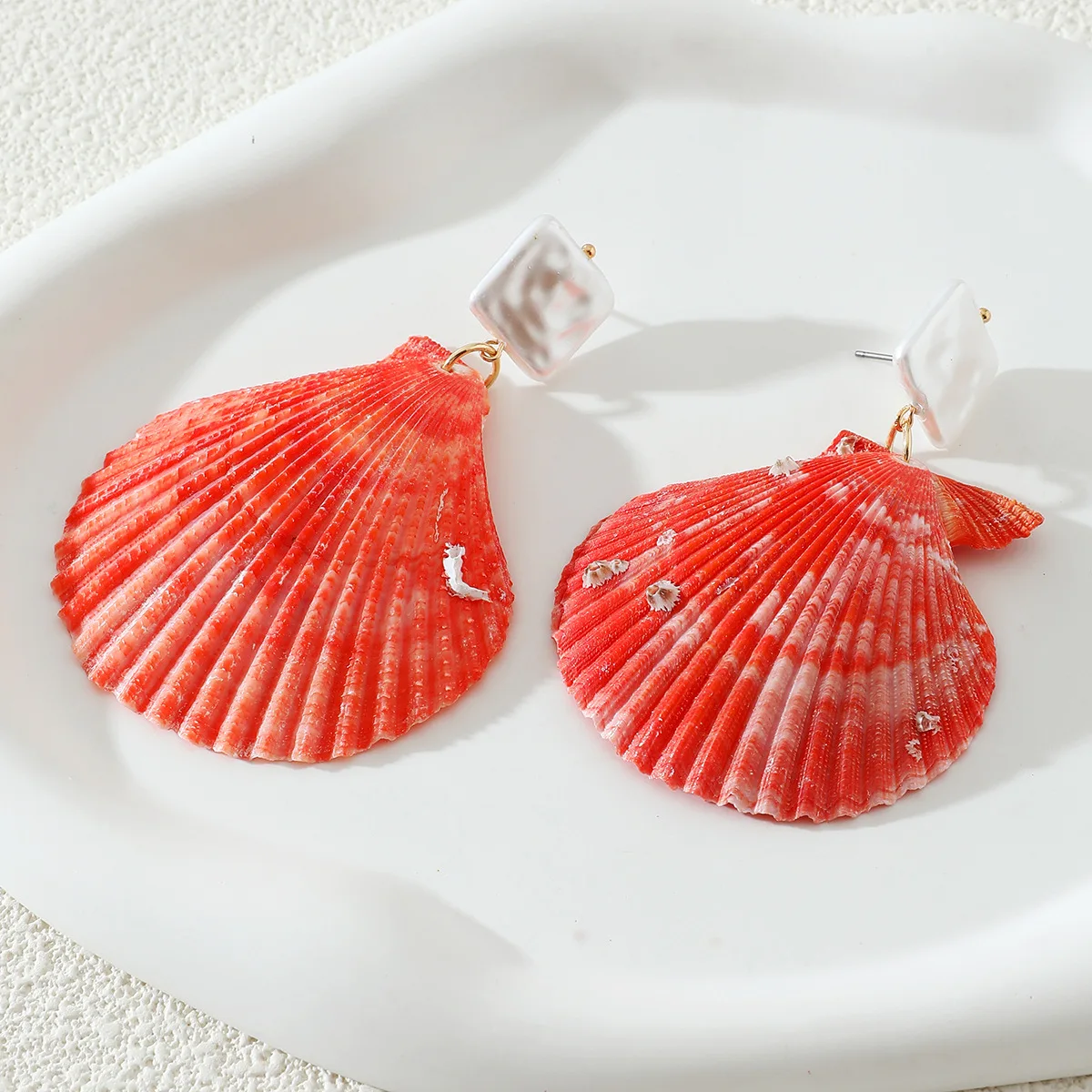 Fashion Summer Jewelry Big Natural Sea Shell Dangle Earrings For Women