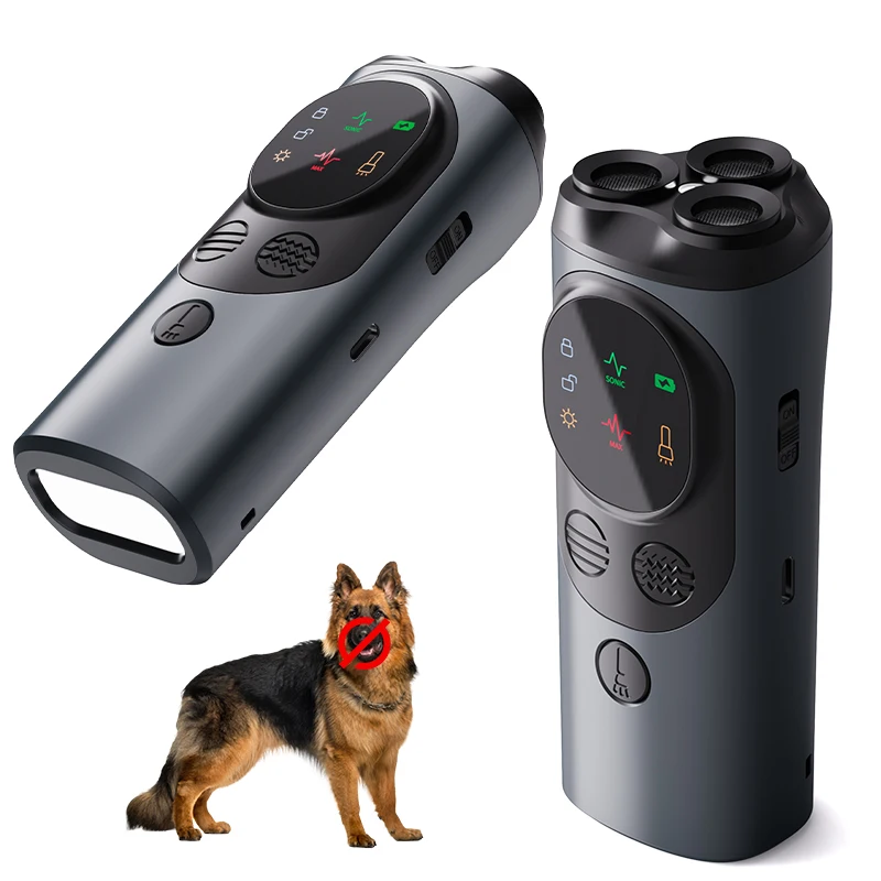 New pet dog bark stop device, dog drive device, dog deterrent device to prevent dog barking, equipped with LED flashlight