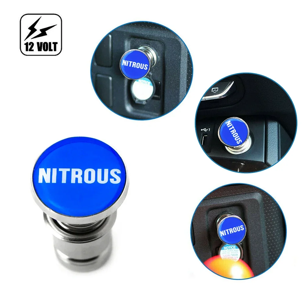 

1Pc Portable Universal Car Cigarette Lighter "NITROUS " Blue Push Button Replace Automotive Interior Decoration Accessory