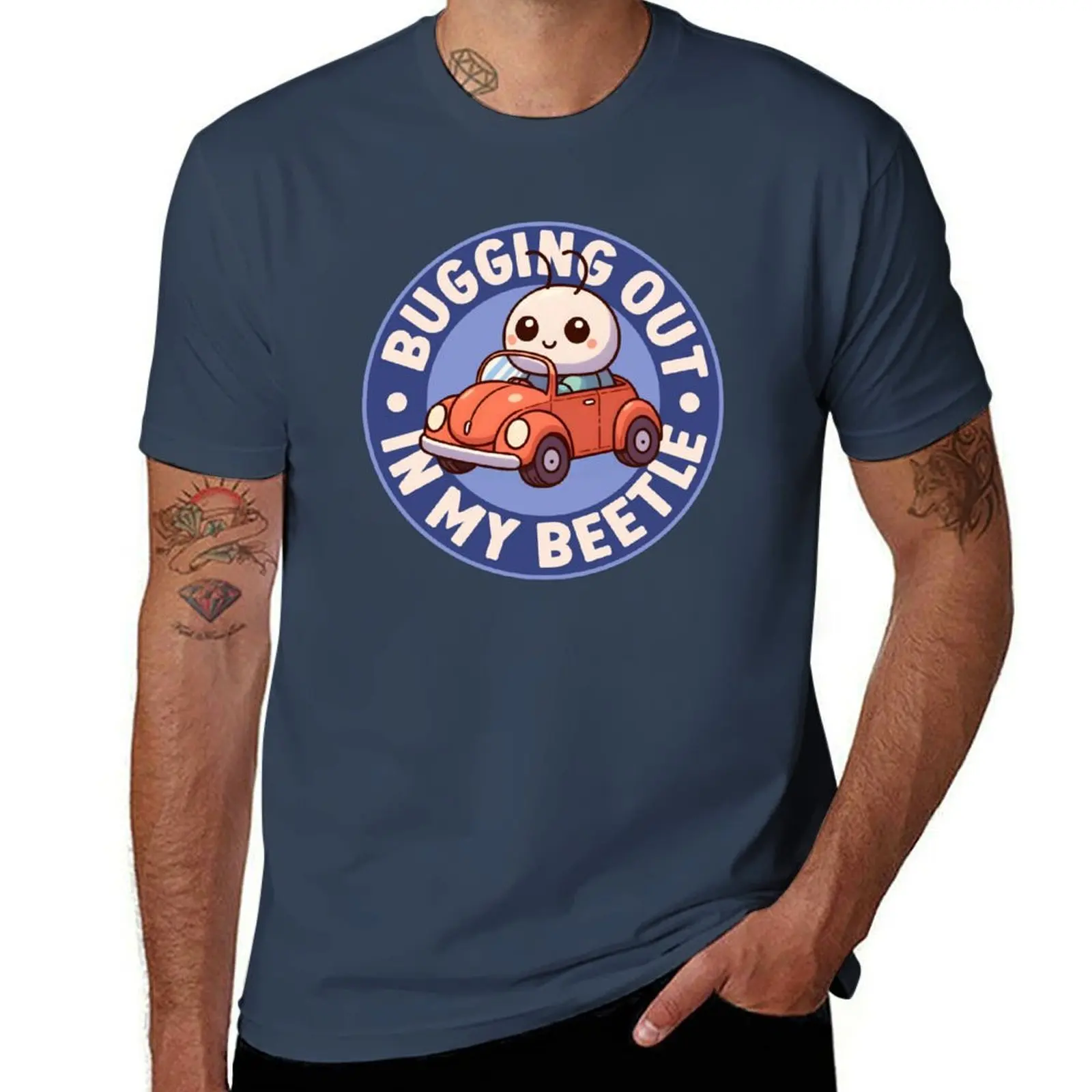 Bugging Out In My Beetle: Cute Kawaii Beetle Riding A Beetle Bug Driving T-Shir…