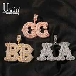 Uwin Barbed Custom Name Necklace Baguette Letters Iced Out Cubic Zirconia Initial Pendant Chain Hiphop Punk Jewelry For Gift