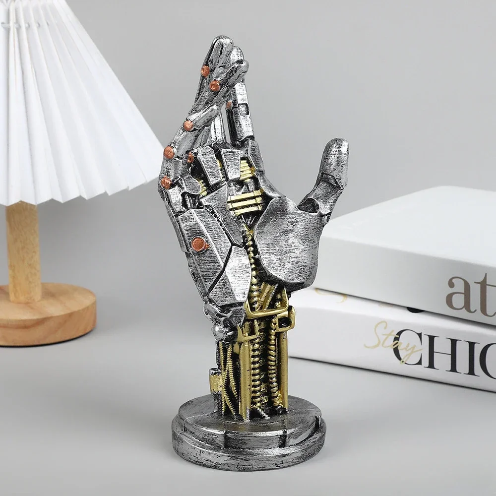 Creative Mechanical Hand Staue pvc Simulated Robot Hand Sculpture  Crafts Gaming Controller Headphone Holder Stand