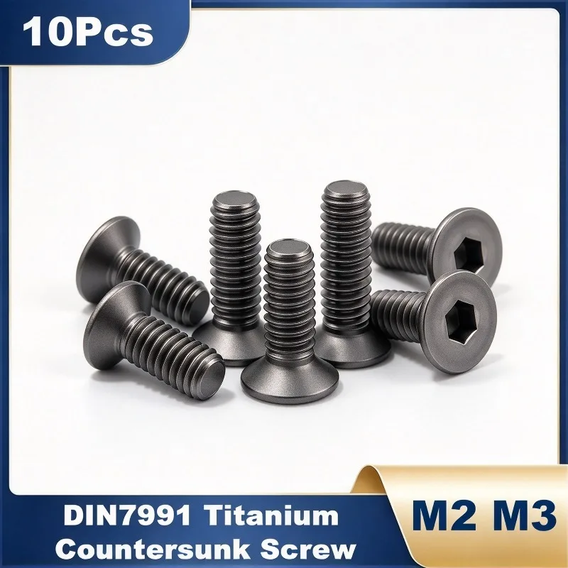 DIN7991 TA2 Titanium Hexagon Hex Socket Head Flat Countersunk Allen Bolt Screw M2 M3 Corrosion Resistant Allen Machine Bolt