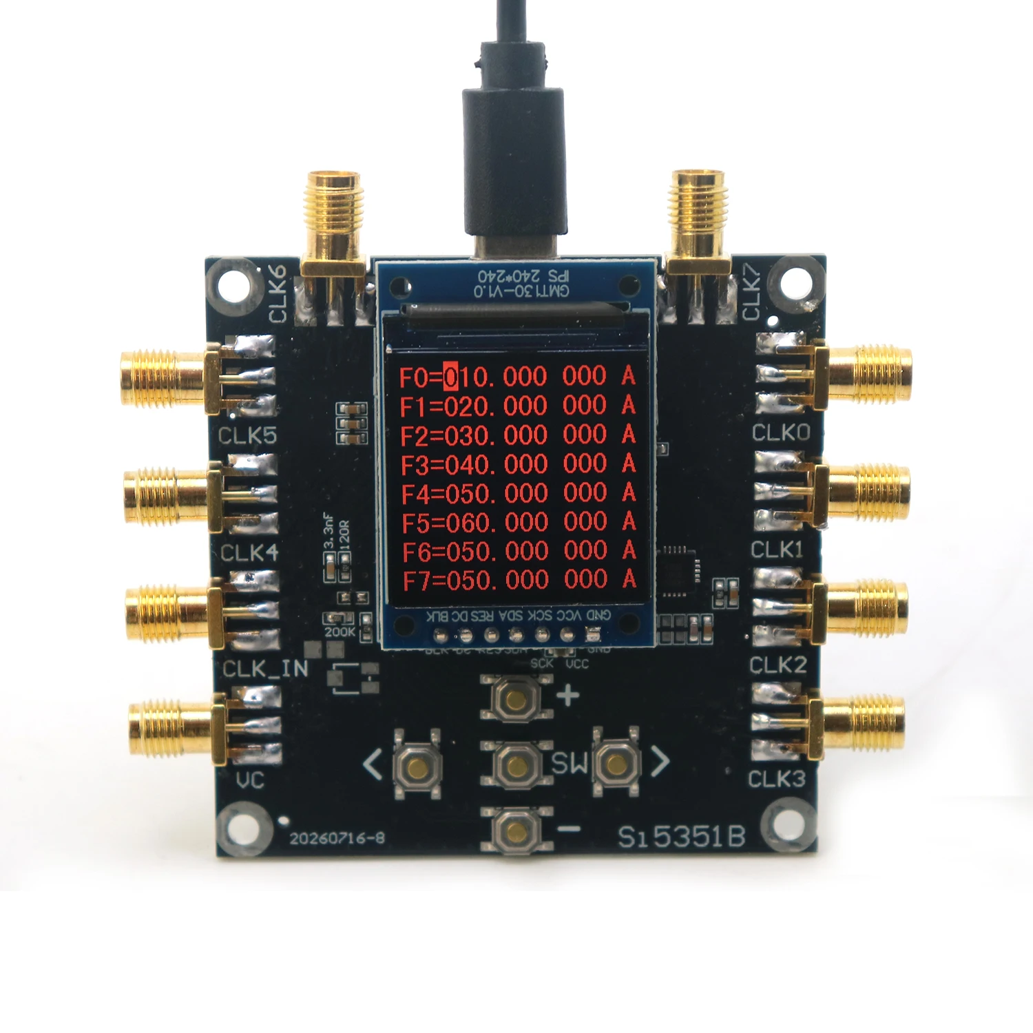 Si5351B Clock Generator 2.5kHz-200MHz 8‑Channel Clock Source Square Wave RF Test Signal Generator F/ Frequency Meter Calibration
