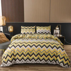 Set copripiumino con stampa reversibile a Zig Zag Chevron a righe 3D Set biancheria da letto geometrica King Size Modern Classic Lines copripiumino