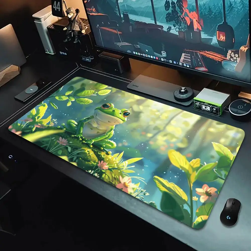 

Frog squatting on the stone mousepad rubber anti-slip washable high-quality desktop pad computer accessory for gamers