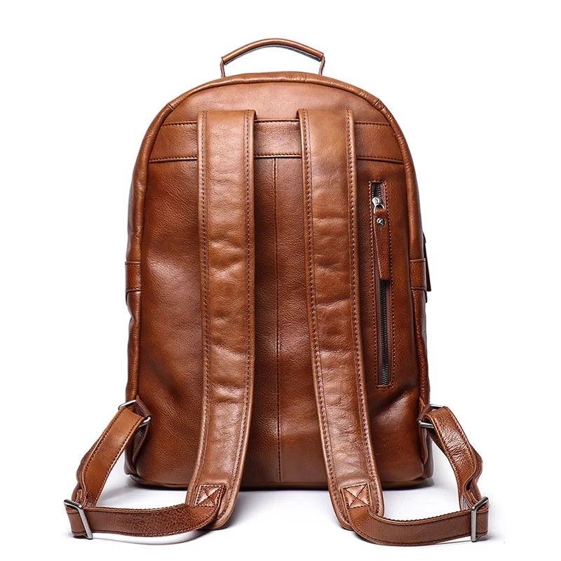 High Quality Men Genuine Leather Backpacks Male Luxury Handmade Shool Shoulder Bag for Laptop Men's Designer Computer