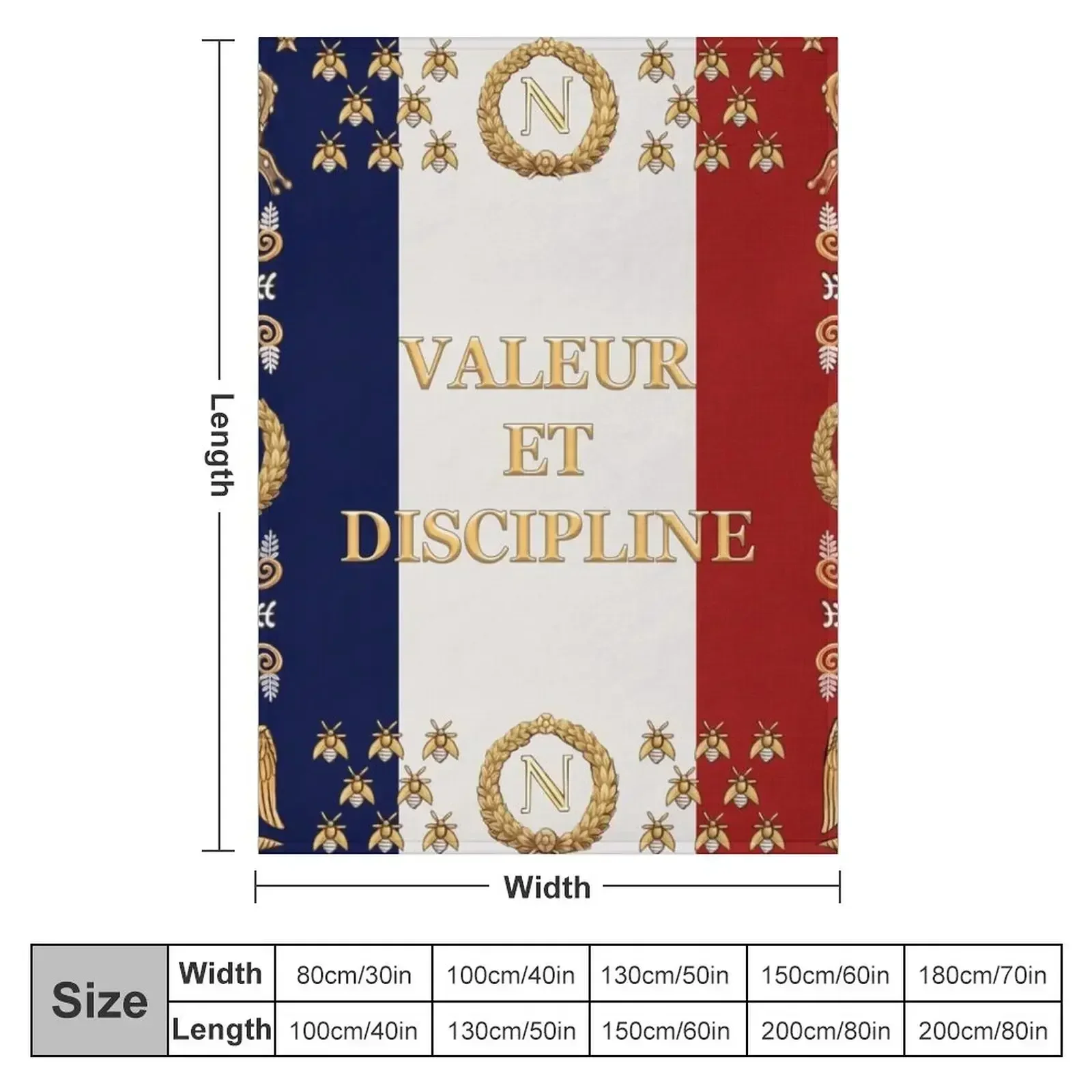 Napoleonic French regimental flag Valeur et Discipline Throw Blanket Plush Hairy Decorative Sofa Thins Flannel Fabric Blankets