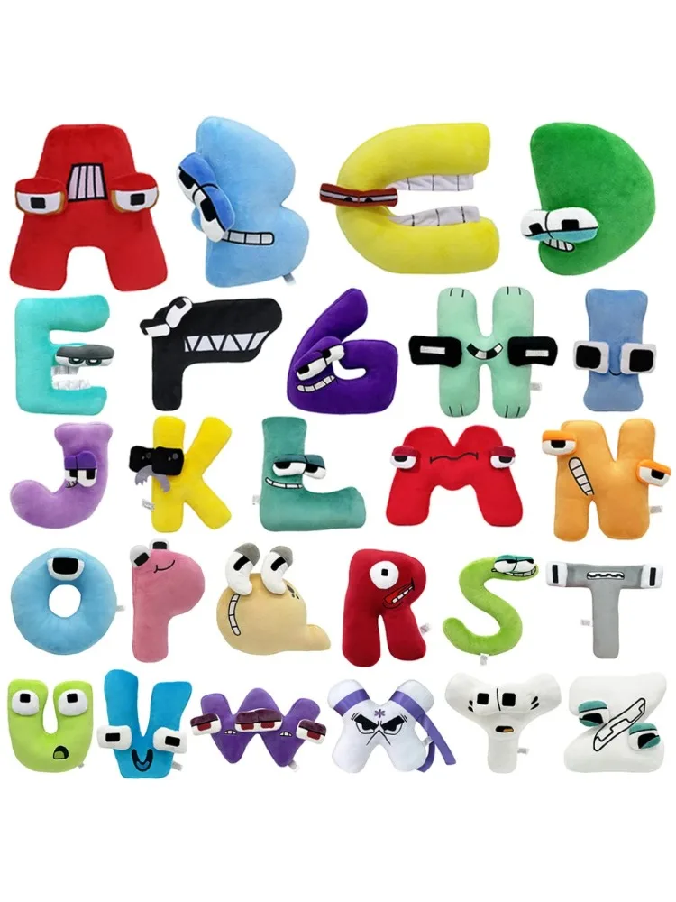* Alphabet Lore Plüschtiere Anime Puppe Kawaii 26 englische Buchstaben Stofftiere Kinder Aufklärung Montessori Plüschtier Puppe Geschenke