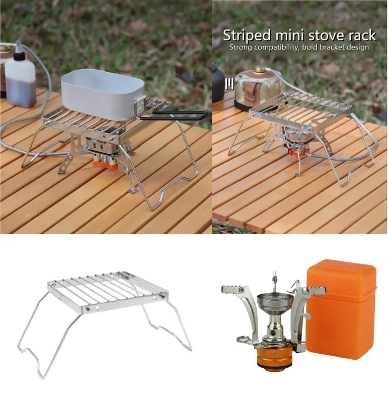 Stainless Steel Stove Holder Match with stove head Camping Portable Folding Mini Barbecue Rack Set Can be purchased individually