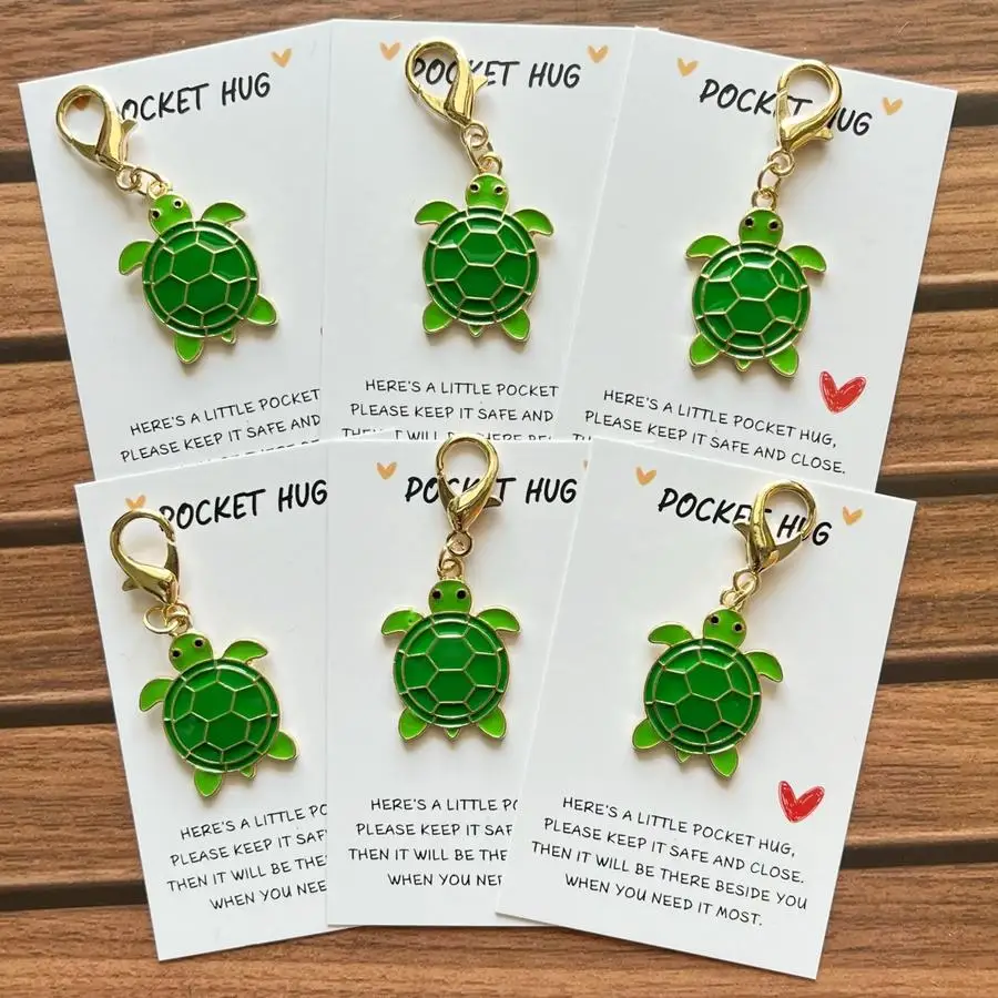 1/5/10/20/50/100pcs Set, Green Little Turtle Sea Turtle Ornaments Yearning for Freedom, Paired with an Inspiring Hug Card, Motiv
