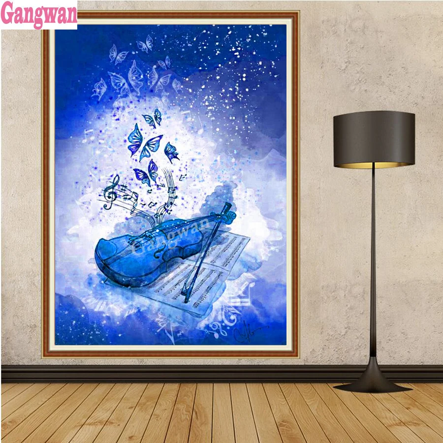 Full Square round drill Diamond painting abstract butterfly guitar landscape Diamond embroidery Cross stitch resin wall decor