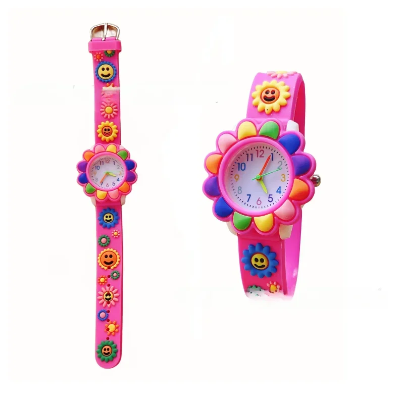 Cute Sweet Colorful Flower Cartoon Watch Children's Watches Cute Casual Colorful Plastic Band Boys and Girls' Quartz Watch Reloj