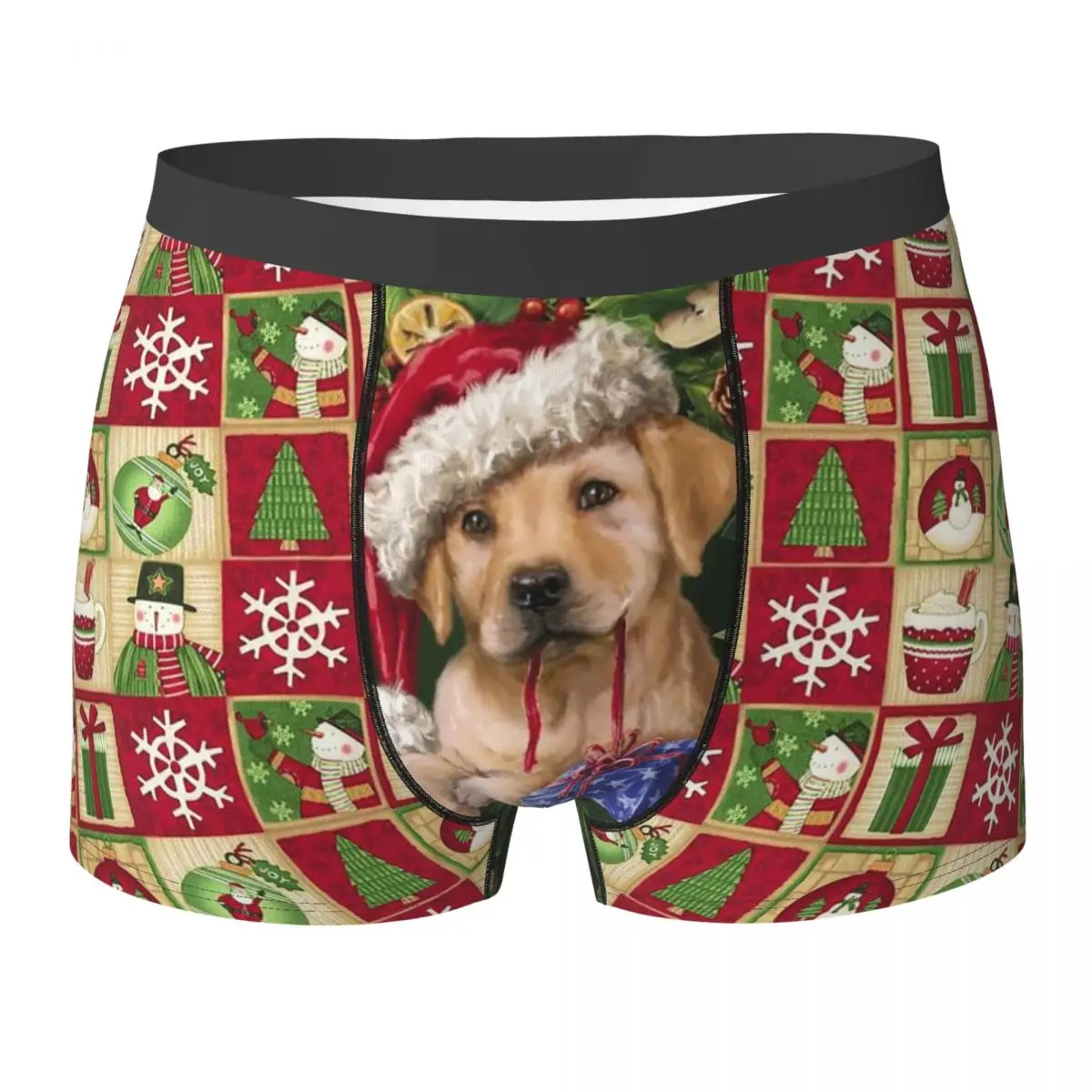 Golden Retriever Merry Christmas Men's Underwear Nordic New Year Boxer Briefs Shorts Panties Breathable Underpants for Male