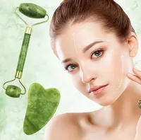 Massage Tool Facial Beauty Device Body Massage Device Facial Roller Exquisite Skincare Scraping Sheet Combination Set Green