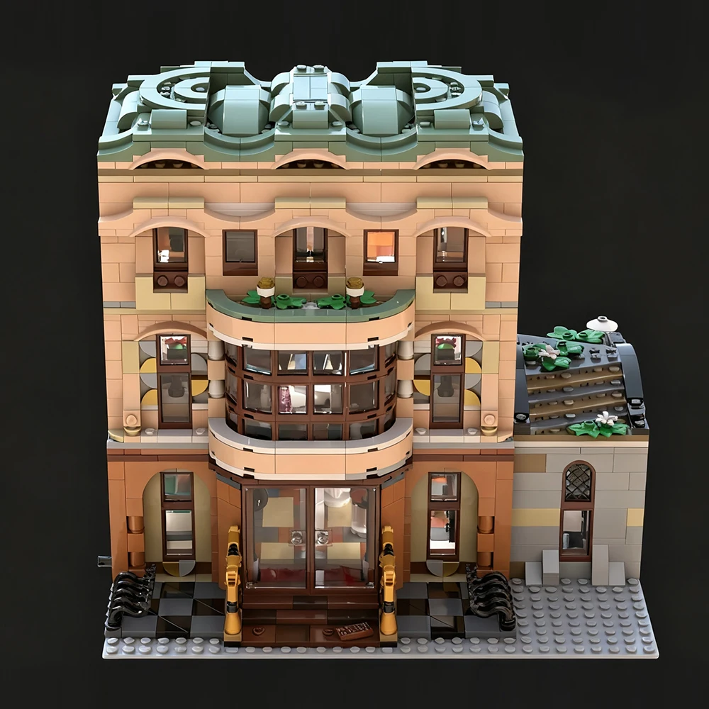 새로운 MOC 도시 모듈러 호텔 모델 호텔 빌딩 빌딩 블록 세트 DIY 조립 교육 컬렉션 어린이 장난감 소년 선물