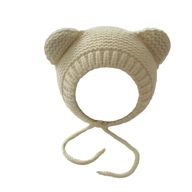 Autumn Winter Warm Hat Toddler Baby Boy Girl Photography Props Sweet Newborn Kawaii Cartoon Bear Ear Crochet Bonnet